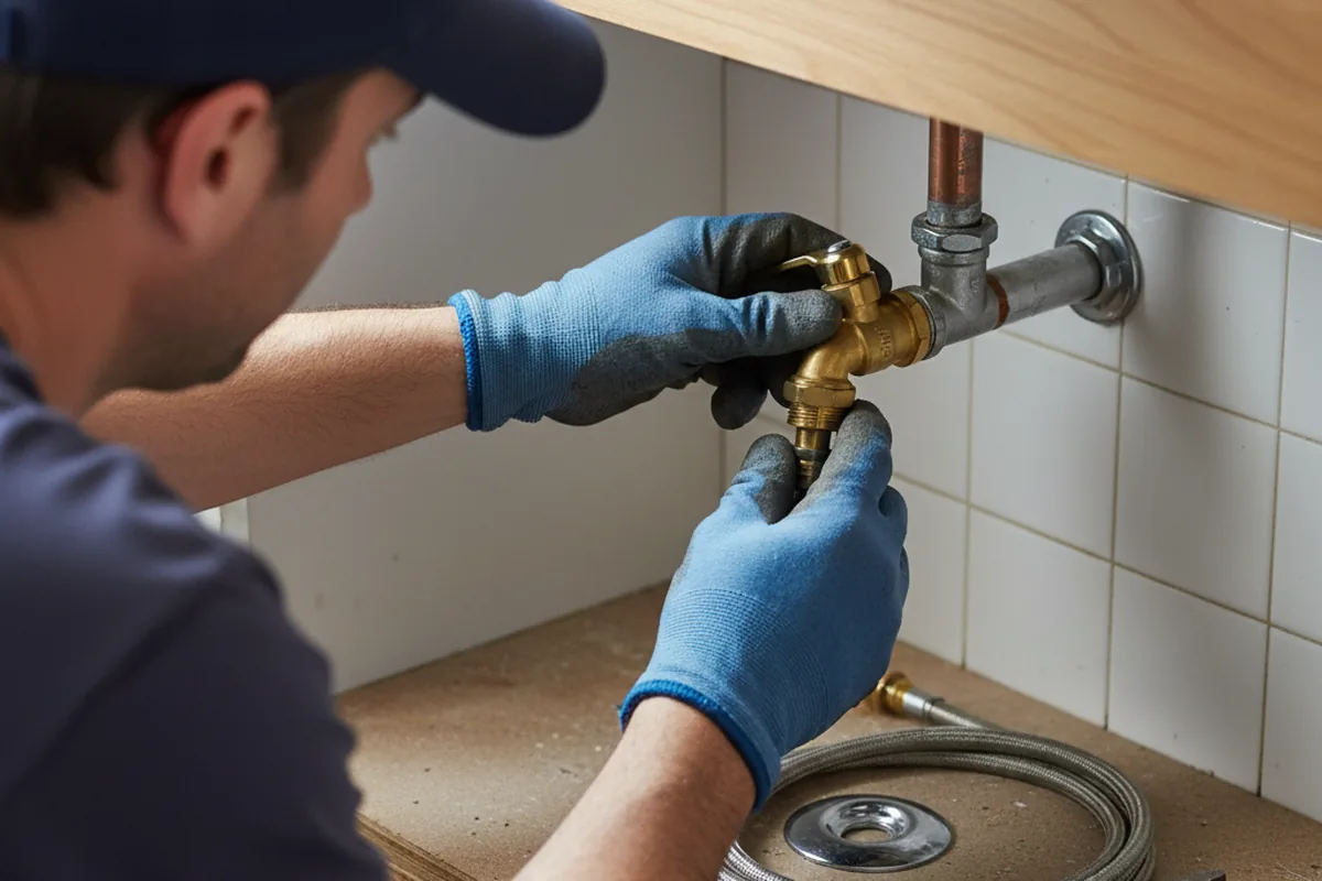 Shutoff valve and fitting work during Faucet and Fixture Repair in Peck